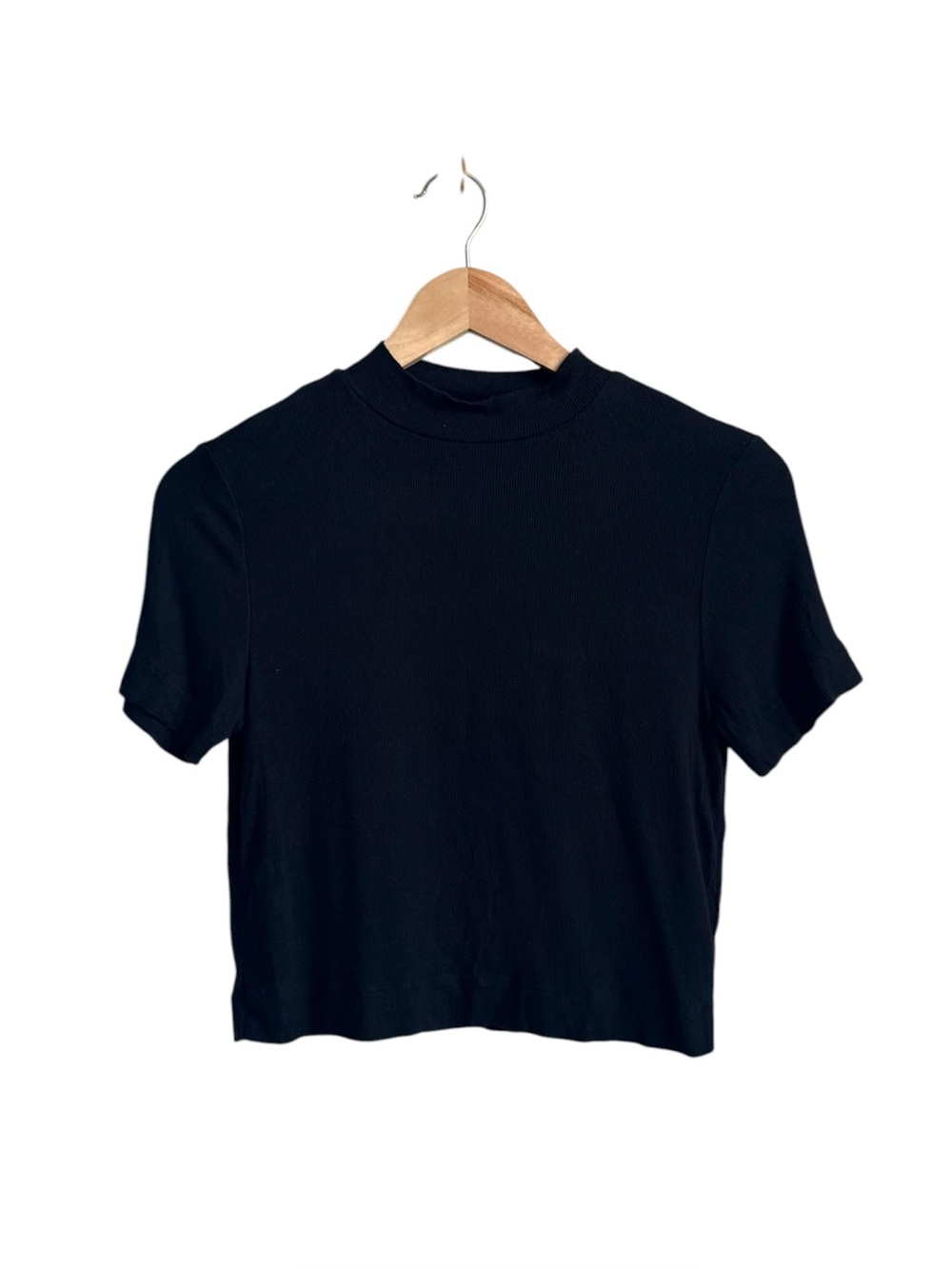 Babaton Aritzia Gonzalo Hip T-Shirt Black Ribbed Mock Neck Medium